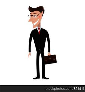 Man in a suit. Businessman with briefcase. Business, success concept. Vector illustration. Man in a suit. Business, success concept. Vector illustration