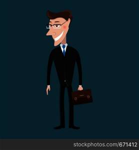 Man in a suit. Businessman with briefcase. Business, success concept. Vector illustration. Man in a suit. Business, success concept. Vector illustration
