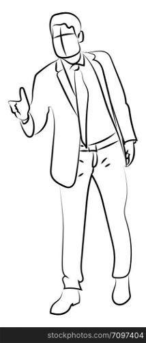 Man in a suit, illustration, vector on white background.