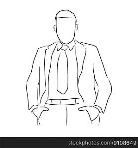 Man in a suit, vector. Hand drawn sketch. Successful man in a suit, business illustration.