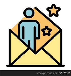 Man in an envelope icon. Outline man in an envelope vector icon color flat isolated. Man in an envelope icon color outline vector