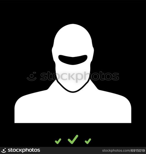 Man in balaclava or pasamontanas it is white icon. Man in balaclava or pasamontanas it is white icon . Flat style