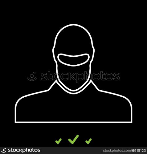 Man in balaclava or pasamontanas it is white icon .. Man in balaclava or pasamontanas it is white icon . Flat style