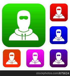 Man in balaclava set icon in different colors isolated vector illustration. Premium collection. Man in balaclava set collection