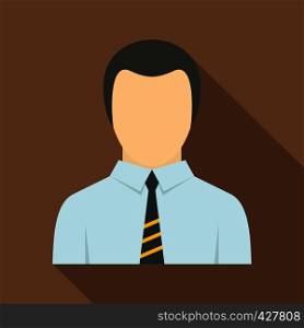 Man in business suit as user icon. Flat illustration of man in business suit as user vector icon for web isolated on coffee background. Man in business suit as user icon, flat style