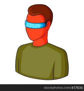 Man in futuristic glasses icon. Cartoon illustration of man in futuristic glasses vector icon for web. Man in futuristic glasses icon, cartoon style