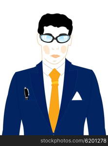Man in suit. The Man in turn blue the suit with tie.Vector illustration