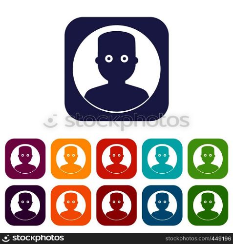 Man in the dark icons set vector illustration in flat style In colors red, blue, green and other. Man in the dark icons set flat