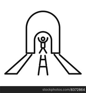 Man in tunnel icon outline vector. Road entrance. Stone underground. Man in tunnel icon outline vector. Road entrance
