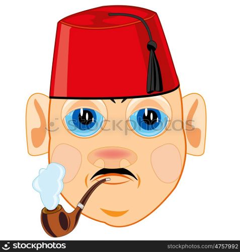 Man in turkish hat. Portrait of the person men in national turkish hat