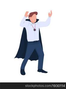 Man in vampire costume dancing semi flat color vector character. Happy figure. Full body person on white. Party isolated modern cartoon style illustration for graphic design and animation. Man in vampire costume dancing semi flat color vector character