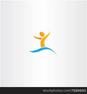 man in water swim logo sign vector letter y design