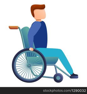 Man in wheelchair icon. Cartoon of man in wheelchair vector icon for web design isolated on white background. Man in wheelchair icon, cartoon style