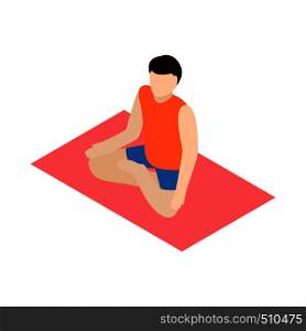 Man in yoga lotus pose icon in isometric 3d style isolated on white background. Man in yoga lotus pose icon, isometric 3d style