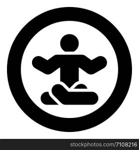 Man in yoga pose icon in circle round black color vector illustration flat style simple image. Man in yoga pose icon in circle round black color vector illustration flat style image