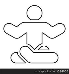 Man in yoga pose icon outline black color vector illustration flat style simple image