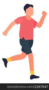 Man jogging. Running guy in sportswear training for race. Vector illustration. Man jogging. Running guy in sportswear training for race