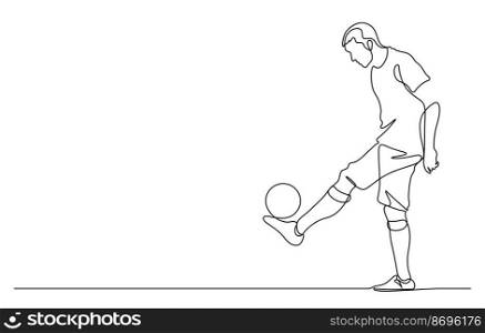 man juggling a football playing soccer line art vector illustration. Continuous line drawing style isolated on white background