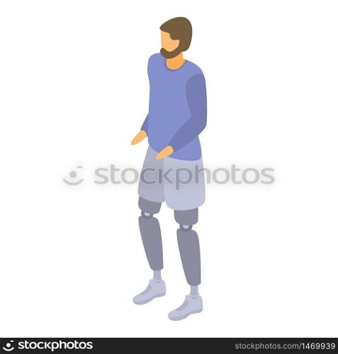 Man leg amputation icon. Isometric of man leg amputation vector icon for web design isolated on white background. Man leg amputation icon, isometric style