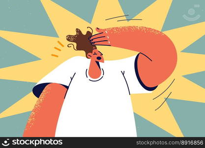 Man make hand gesture remember things. Frustrated male making face palm sign feel embarrassed or confused. Vector illustration. . Man make face palm gesture