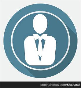 Man manager icon on white circle with a long shadow