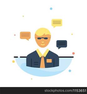 Man, Manager, Sms, Chat, Popup Abstract Flat Color Icon Template