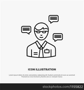 Man, Manager, Sms, Chat, Popup Line Icon Vector