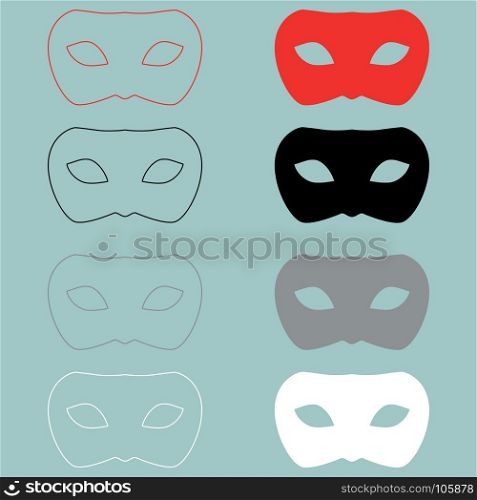 Man mask or guise red black icon.. Man mask or guise red black icon set.