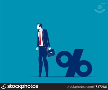 Man neck tied with percentage. Concept business vector illustration, Problem, Noose