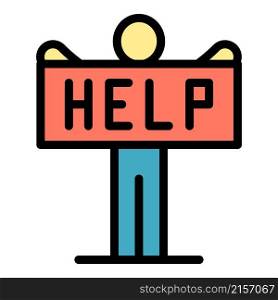 Man need help icon. Outline man need help vector icon color flat isolated. Man need help icon color outline vector