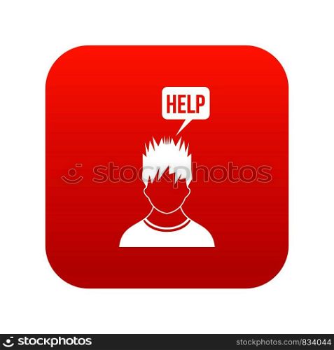 Man needs help icon digital red for any design isolated on white vector illustration. Man needs help icon digital red