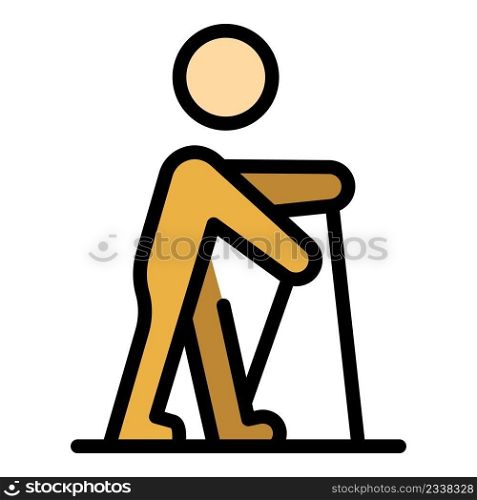 Man nordic walking icon. Outline man nordic walking vector icon color flat isolated. Man nordic walking icon color outline vector