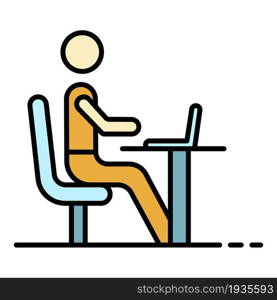 Man office desktop icon. Outline man office desktop vector icon color flat isolated. Man office desktop icon color outline vector