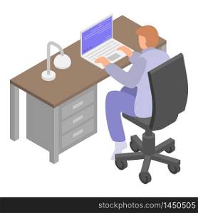 Man office worker icon. Isometric of man office worker vector icon for web design isolated on white background. Man office worker icon, isometric style