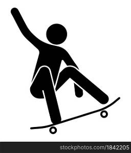 man on a skateboard performs a trick, extreme sport, riding a board. Isolated vector on white background