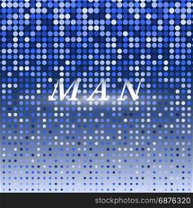 Man on blue dot halftone abstract background stock vector
