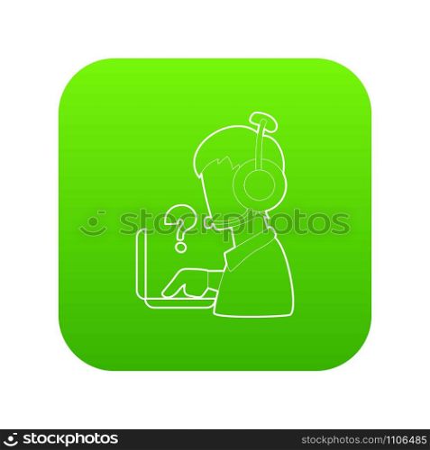 Man operator icon green vector isolated on white background. Man operator icon green vector