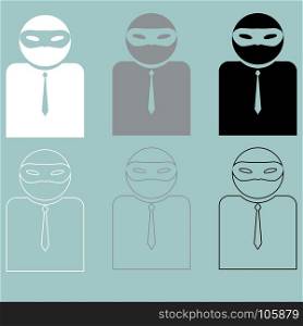 Man or person in incognito or privat mask.. Man or person in incognito or privat mask set.