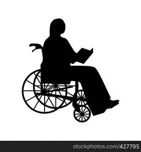 Man or woman in wheelchair silhouette isolated on white. Man or woman in wheelchair silhouette