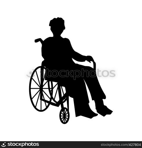 Man or woman in wheelchair silhouette isolated on white. Man or woman in wheelchair silhouette