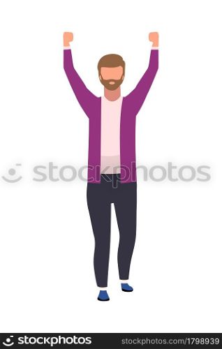 Man participating in peaceful protest semi flat color vector character. Full body person on white. Showing support isolated modern cartoon style illustration for graphic design and animation. Man participating in peaceful protest semi flat color vector character