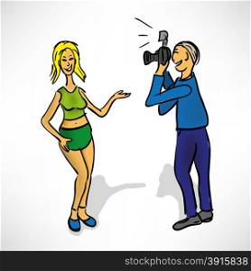 Man photographing a young woman