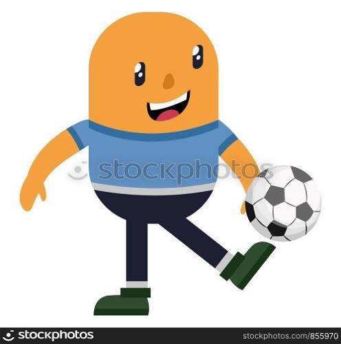Man pimping football, illustration, vector on white background.