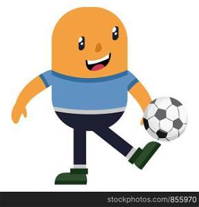Man pimping football, illustration, vector on white background.