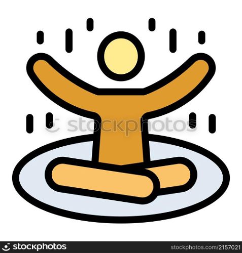 Man practice yoga icon. Outline man practice yoga vector icon color flat isolated. Man practice yoga icon color outline vector