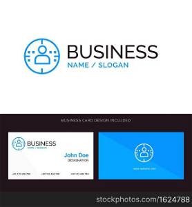 Man, Profile, Marketing Blue Business logo and Business Card Template. Front and Back Design