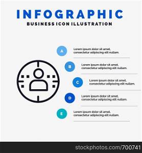 Man, Profile, Marketing Line icon with 5 steps presentation infographics Background