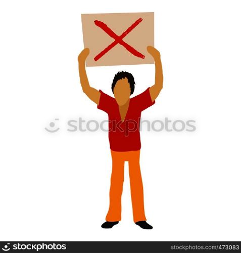 Man protest with sign icon. Cartoon illustration of man protest vector icon for web. Man protest with sign icon, cartoon style
