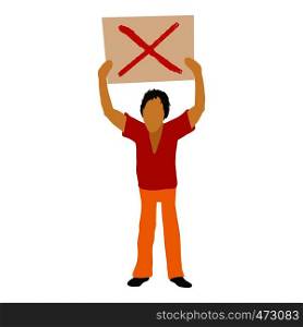 Man protest with sign icon. Cartoon illustration of man protest vector icon for web. Man protest with sign icon, cartoon style