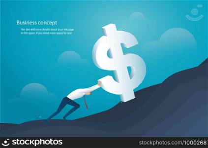 man push the big dollar to success vector illustration eps10